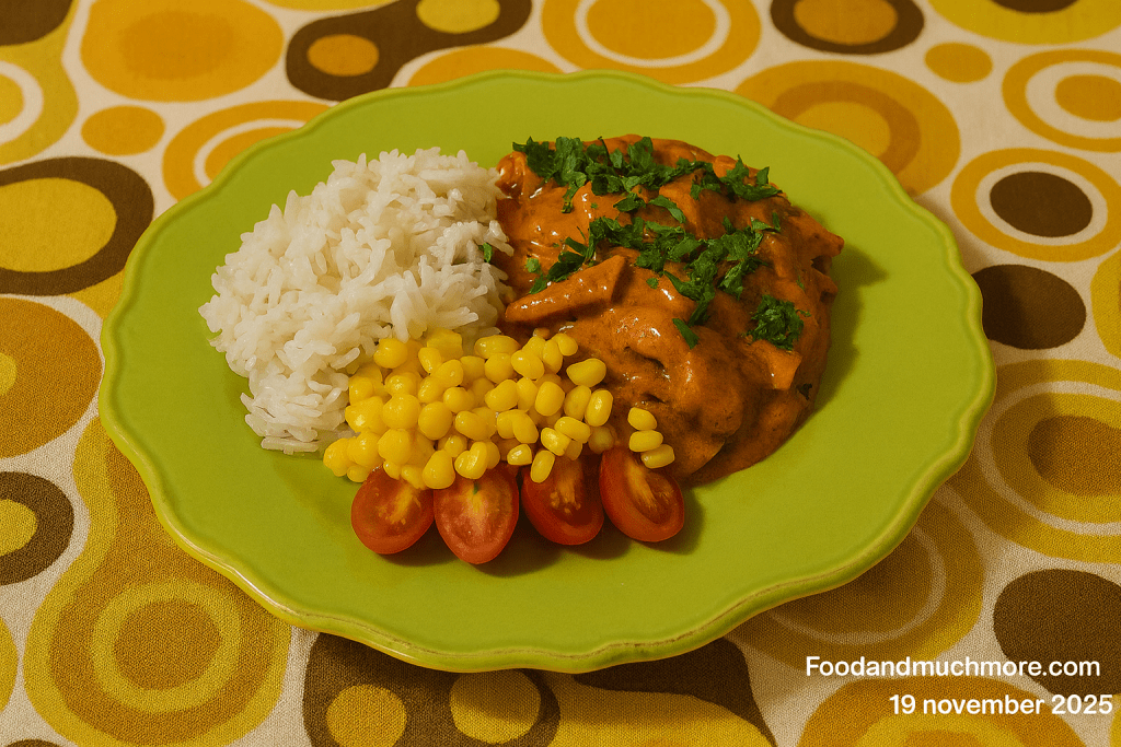 falu­korv i ugn med krämig tomatsås och lök – klassisk svensk husmanskost