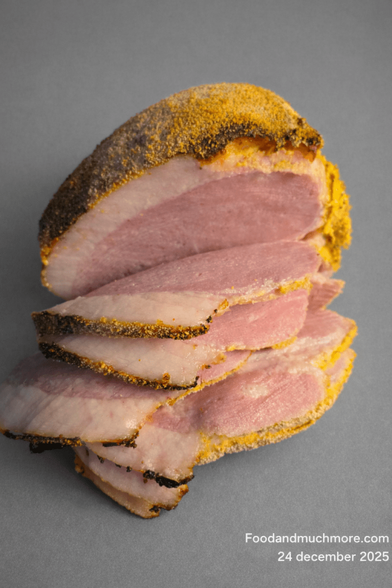 Griljerad julskinka med dijon, grov och söt senap på klassiskt julbord