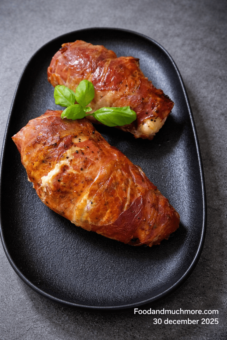 Kycklingfilé fylld med tryffel och färskost lindad i prosciutto