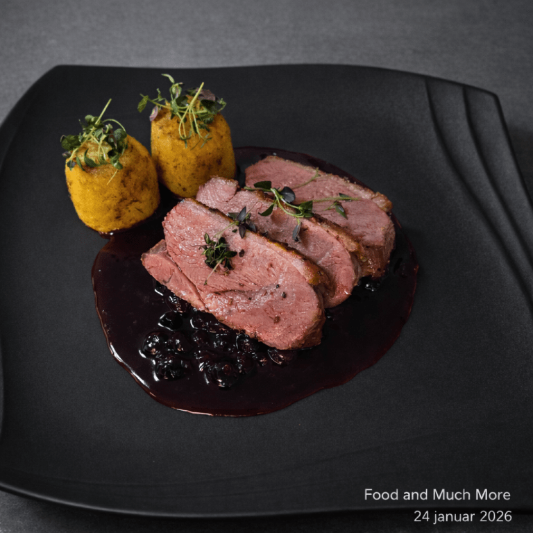 Ankbröst med svartvinbärssås, lönnsirap och potatisfondant